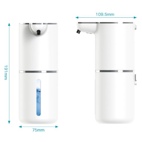 distributeur de savon automatique deux blancs plus dimensions