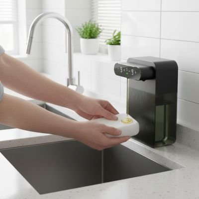 Distributeur de savon automatique deux mains