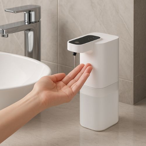distributeur de savon automatique droite lavabo main sous savon