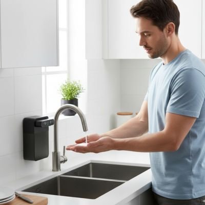 Distributeur de savon automatique mains homme