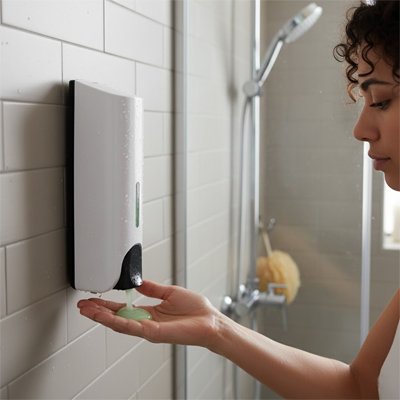 Distributeur gel douche blanc