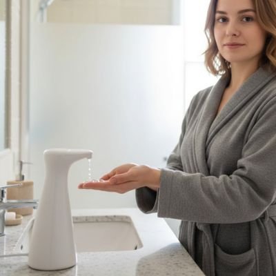 Distributeur savon femme peignoir 