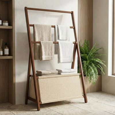 echelle porte serviette grand avec bac