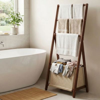 echelle porte serviette petit avec bac