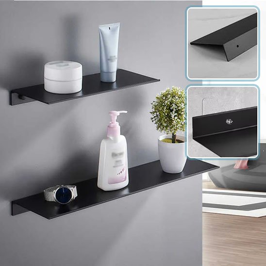 etagere de douche noire deux tailles differentes gauche salon deux images