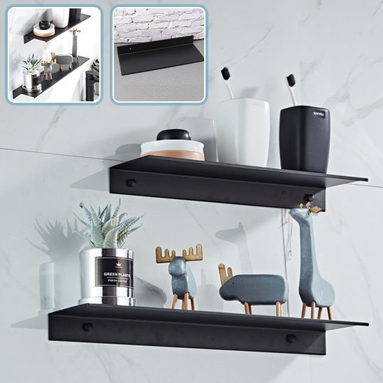 etagere de douche noire deux tailles differentes plus deux images