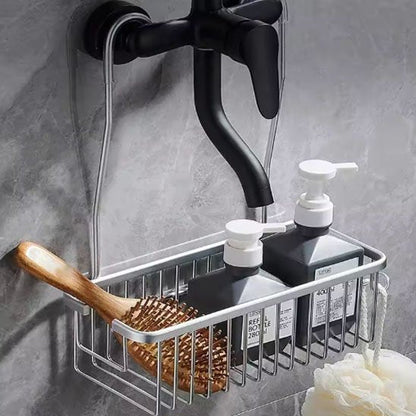 etagere douche argent brosse deux flacons
