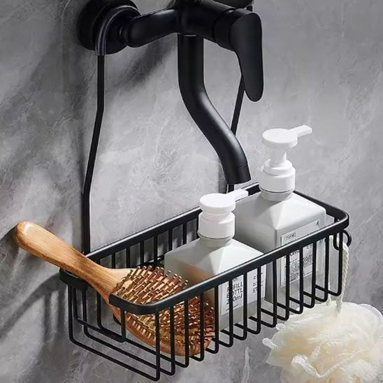 etagere douche noire brosse deux flacons