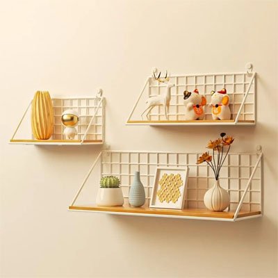 Etagere murale salle de bain trois blanches