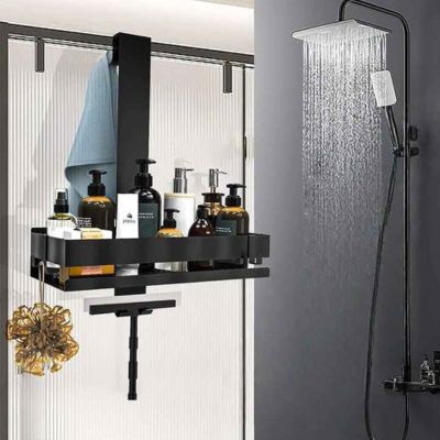 etagere pour salle de bain une noire proche gauche douche