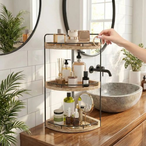 etagere salle de bain gauche lavabo main prend bracelet