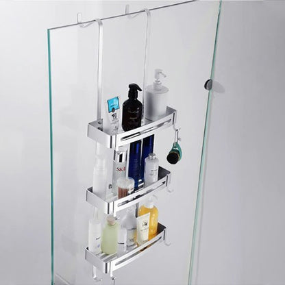 etagere suspendue argente trois niveaux flacons