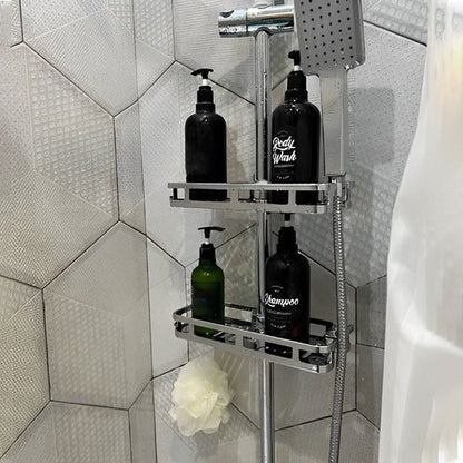 etagere suspendue sur barre deux quatre flacons dedans