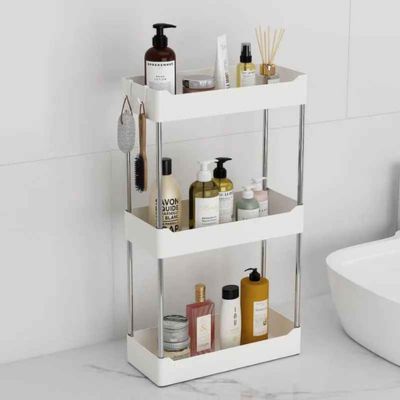etageres salle de bain mobiles et robustes blanc trois plateaux