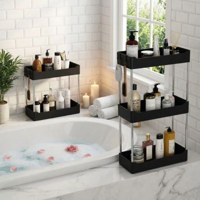 etageres salle de bain mobiles et robustes noir deux modeles