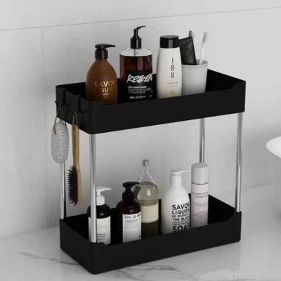 etageres salle de bain mobiles et robustes noir deux plateaux