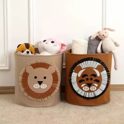 panier de rangement deux modeles lion plein peluches