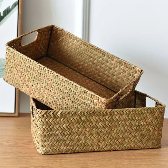 panier en osier rangement deux vides un dans autre