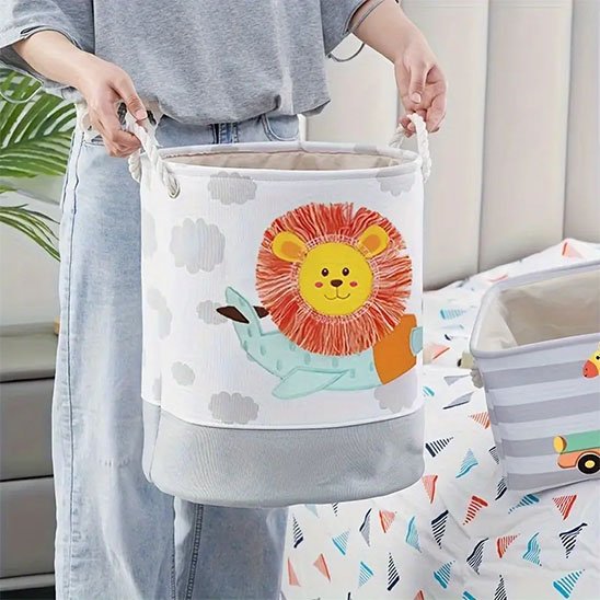 panier rangement deux lion rond porte mains girafe carre pose sur lit