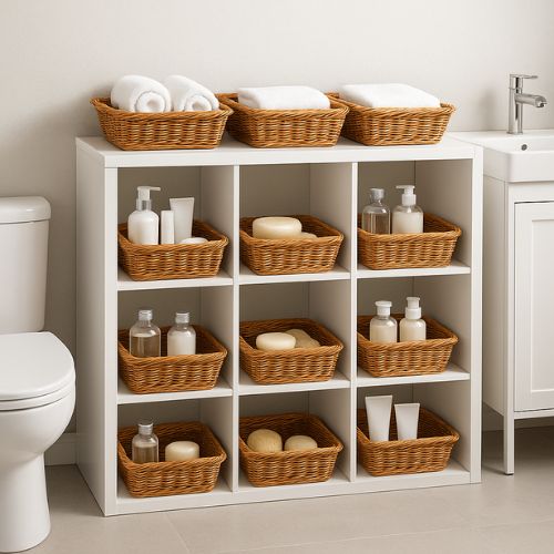 paniers en osier pour rangement douze produits dedans