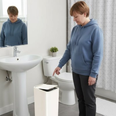 petite poubelle salle de bain blanche gauche femme