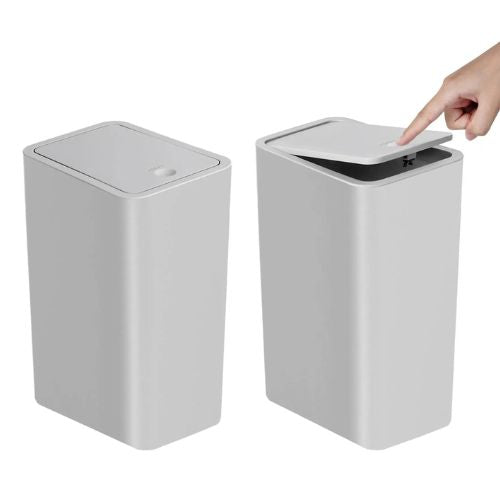 petite poubelle salle de bain deux grise variante
