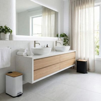 petite poubelle salle de bain deux modeles chaque cote lavabo