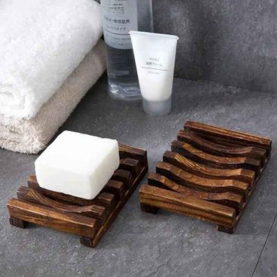 porte savon en bois fonce deux savon un