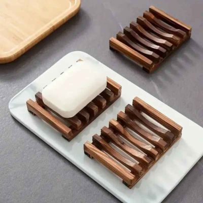 porte savon en bois fonce trois