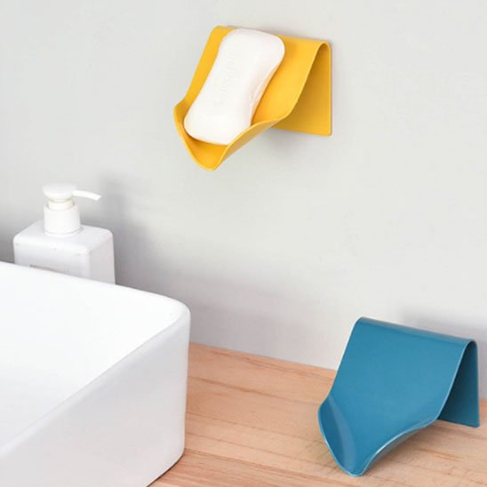 porte savon mural deux jaune fixe mur savon blanc dedans bleu pose