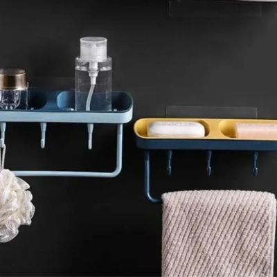 porte savon mural deux modele bleu jaune proche