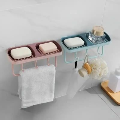 porte savon mural deux modeles rose bleu proche