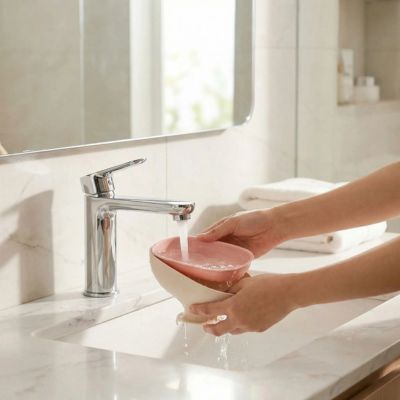 porte savon rose femme nettoye