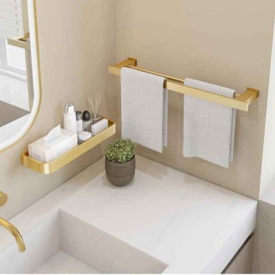 porte serviette design mural deux barres droite mirroir