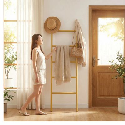 porte serviette en bois brut femme