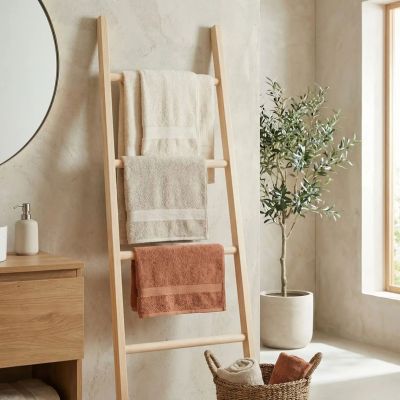 porte serviette en bois brut variante