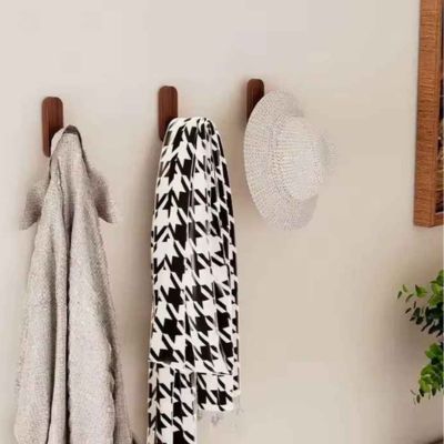  porte serviette en bois trois marrons vetements