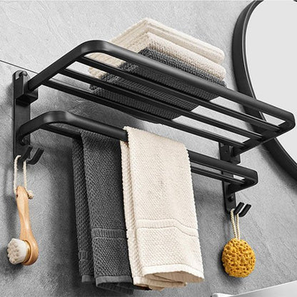 porte serviette mural noir mat vue dessous quatre serviettes gauche mirroir