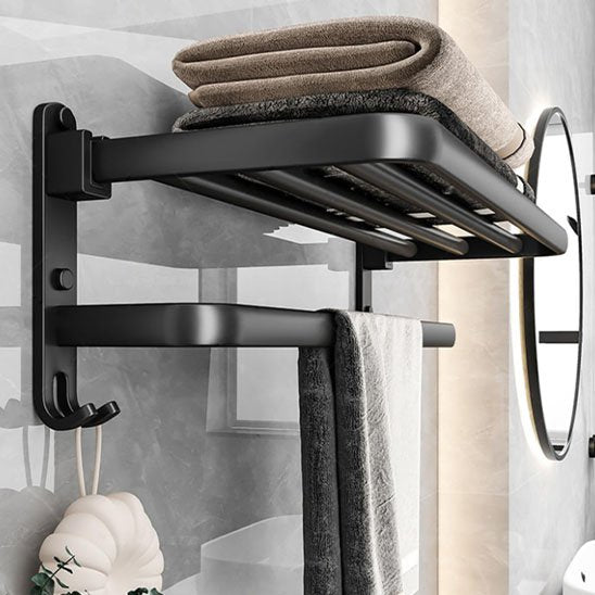 porte serviette mural noir mat vue gauche trois serviettes