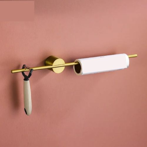 porte serviette mural salle de bain barre doree base doree