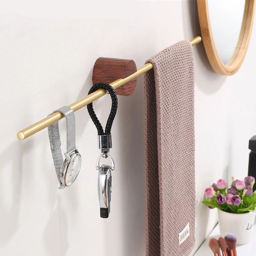 porte serviette mural salle de bain barre doree serviette marron vue profil