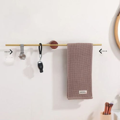 porte serviette mural salle de bain barre doree serviette marron