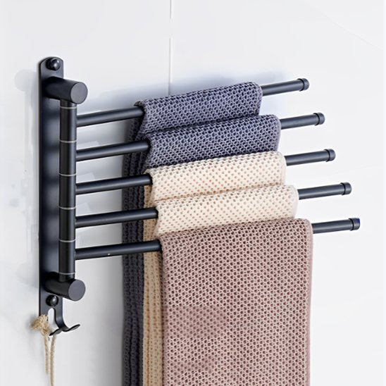 porte serviette mural salle de bain noir cinq barres cinq serviettes