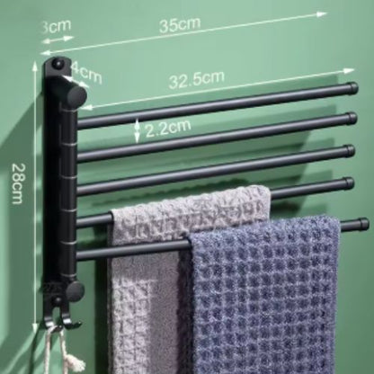 porte serviette mural salle de bain noir cinq barres une serviette bleue une serviette grise dimensions