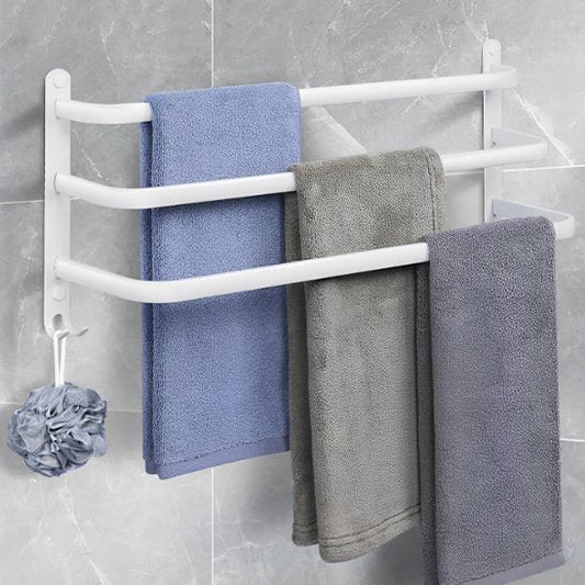 porte serviette mural trois serviettes bleue grises trois barres