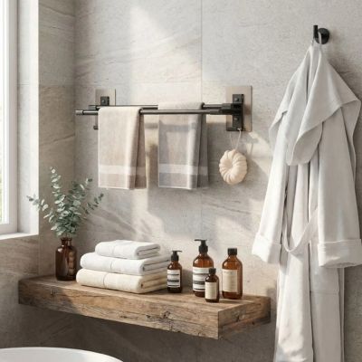 porte serviette salle de bain mural gauche peignoir