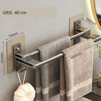 porte serviette salle de bain mural gris deux serviettes