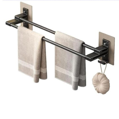 porte serviette salle de bain mural noir deux serviettes vue droite variante