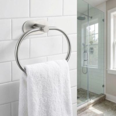 porte serviette salle de bain mural ovale gris variante