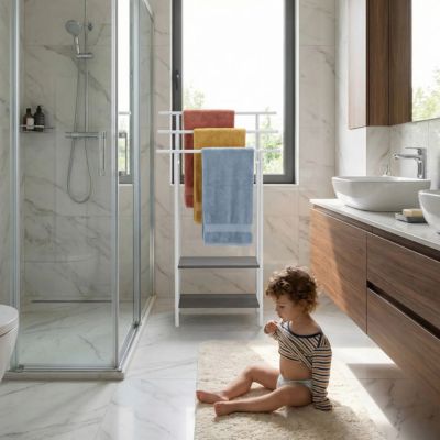 porte serviette salle de bain sans percer blanc enfant
